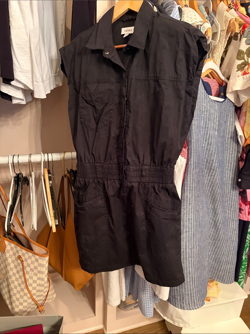 pistola Black Sleeveless Utility Mini Dress